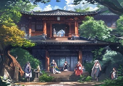 琉璃神社官网动漫壁纸资源分类页面，展示多种风格的二次元角色高清壁纸缩略图
